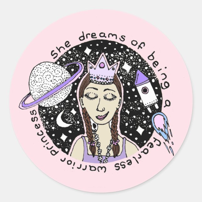 Sie ist furchtlos weibliche Sticker. Runder Aufkleber (Vorderseite)