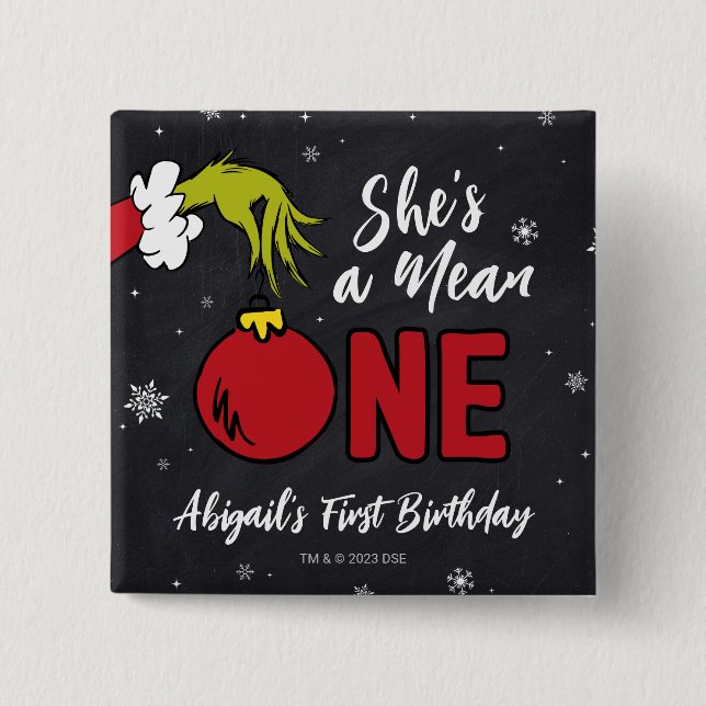 Sie ist Gemein | Grinch Birthday Button (Vorderseite)