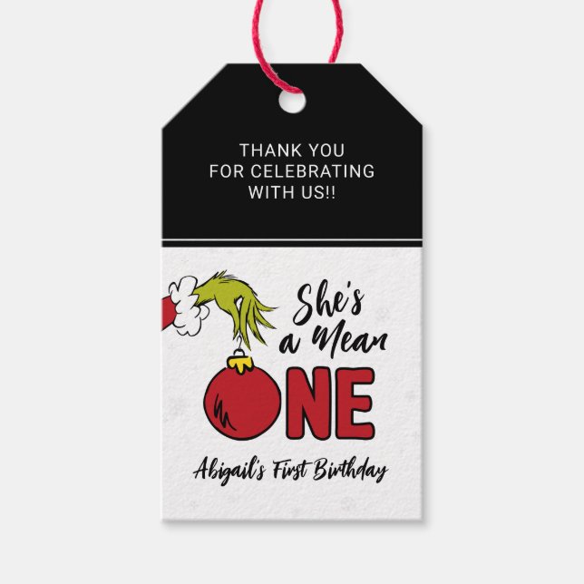 Sie ist Gemein | Grinch Birthday Favor Geschenkanhänger (Vorderseite)