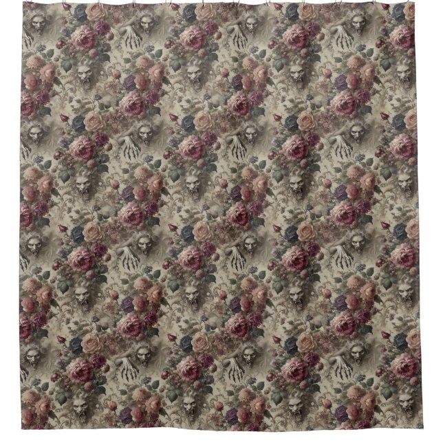 Sie ist Got Claws - Gothic Floral Grotesque Duschvorhang (Vorderseite)