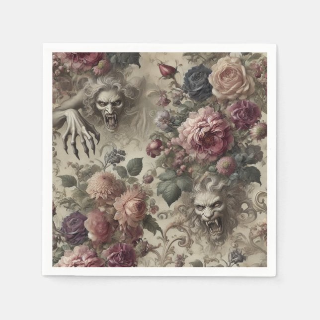 Sie ist Got Claws - Gothic Floral Serviette (Vorderseite)