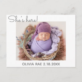 Sie ist hier! Er ist hier! Einfache Moderne Vielen Ankündigungspostkarte