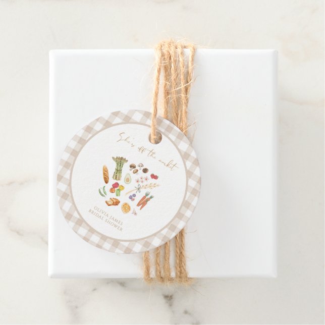 Sie ist Hochzeitsbrauseparty mit floralen Thema Geschenkanhänger (Beispiel)