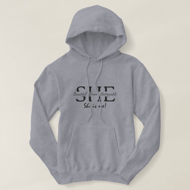 "sie ist ich" Kapuzenpullover Hoodie (Design vorne)