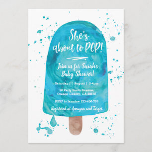 Sie ist im Begriff, POP Blue Baby Shower Einladung