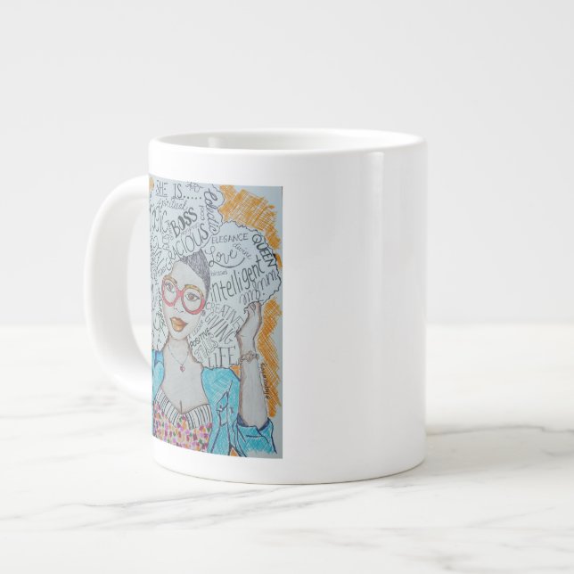 Sie ist... Jumbo-Tasse (Vorderseite Links)