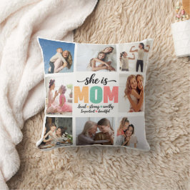 Sie ist Mama Foto-Collage-Wurfkissen Kissen
