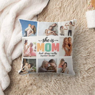 Sie ist Mama Foto-Collage-Wurfkissen Kissen
