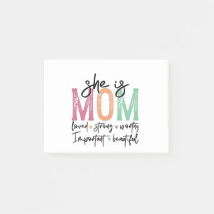Sie ist Mama: Loved, Strong, Worthy, Importy, Beau Post-it Klebezettel
