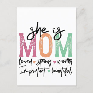 Sie ist Mama: Loved, Strong, Worthy, Importy, Beau Postkarte