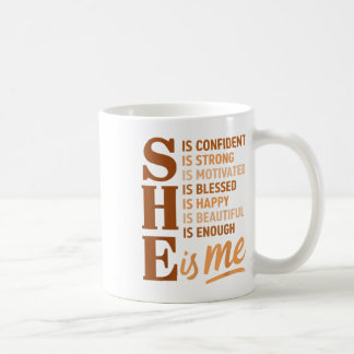 Sie ist mir zuversichtlich, stark ausgebildet schw kaffeetasse