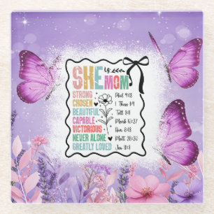 Sie ist Mutter Schrift Affirmationen Glasuntersetzer