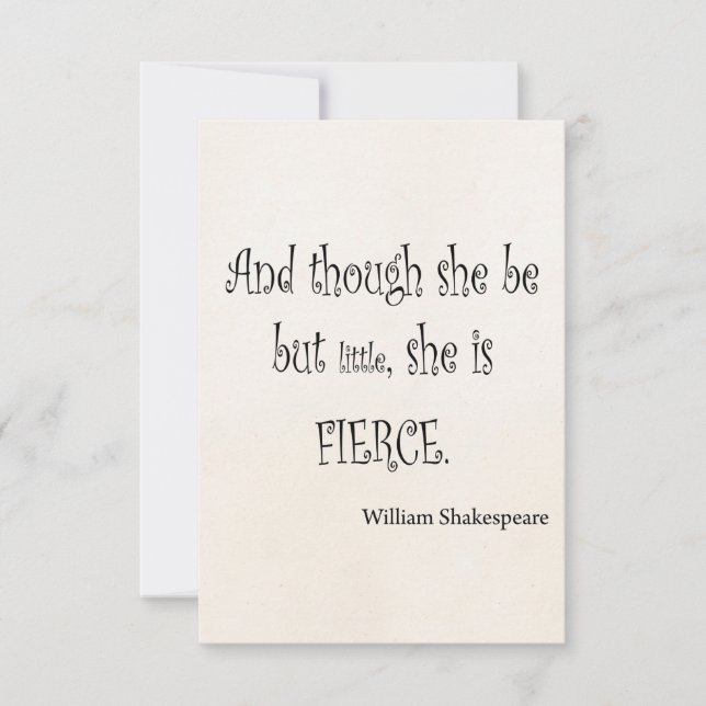 Sie ist nur wenig sie ist Fierce Shakespeare Zitat (Vorderseite)