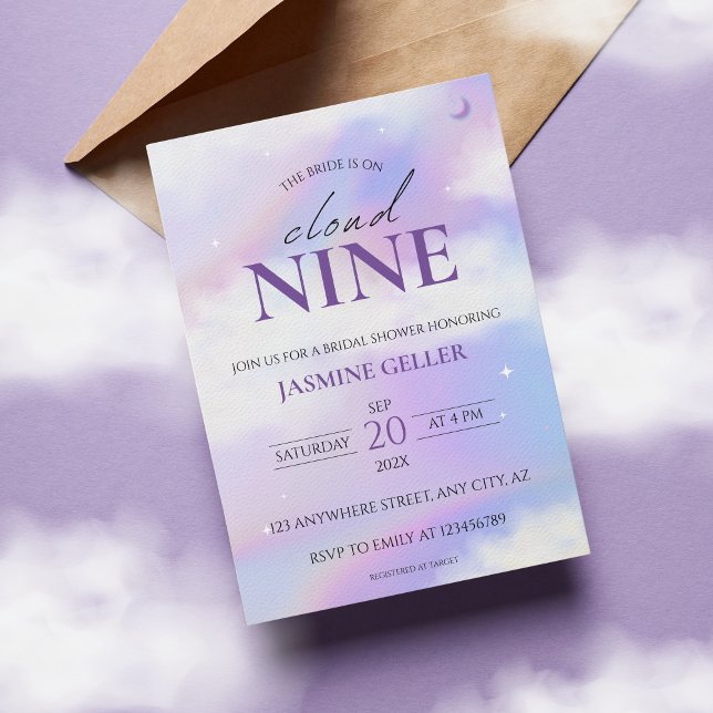 Sie ist On Cloud 9 Brautparty Dreamy Pastel Sky Einladung (Von Creator hochgeladen)