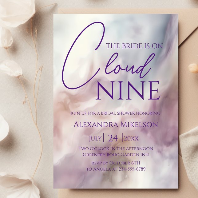 Sie ist On Cloud 9 Brautparty Dreamy Pastel Sky Einladung (Von Creator hochgeladen)