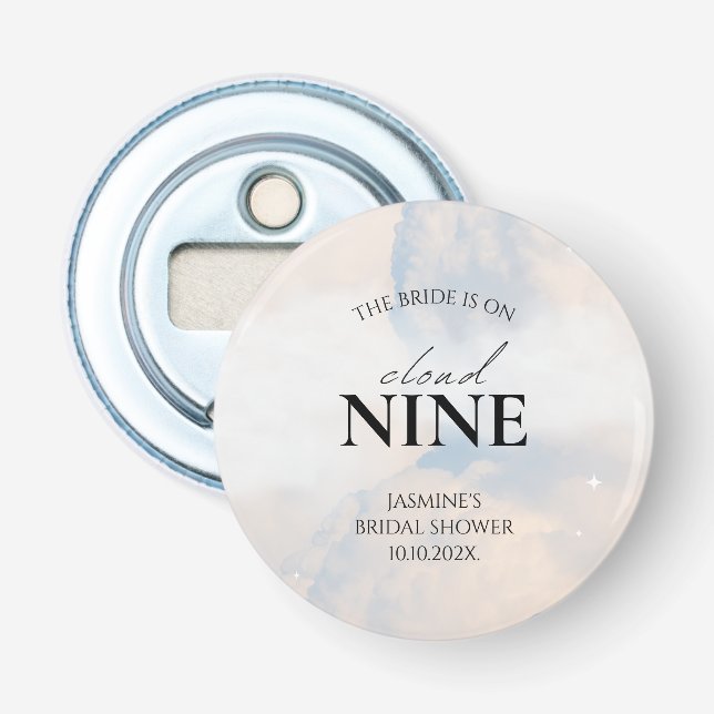 Sie ist On Cloud 9 Brautparty Dreamy Pastel Sky Flaschenöffner (Vorderseite)