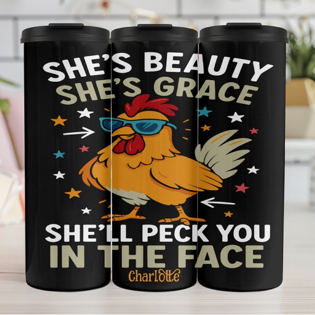 Sie ist Schönheit, sie ist Grace..." - Funny Chick Thermosbecher (Von Creator hochgeladen)