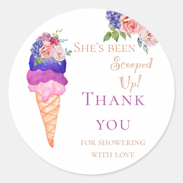 Sie ist "Scooped Up Ice Cream Brautparty" Danke Runder Aufkleber (Vorderseite)