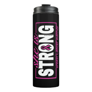 Sie ist STRONG.. Brustkrebs Thermosbecher