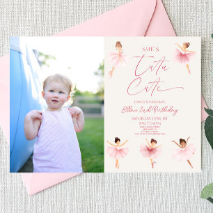 Sie ist Tutu Niedlich Ballerina Foto 2. Geburtstag Einladung