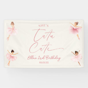 Sie ist Tutu süße rosa Ballerina zum 2. Geburtstag Banner