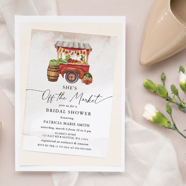 Sie ist vom Market Bauern Market Brautparty Einladung (She is off the Market Farmers Market Bridal Shower Invitation)