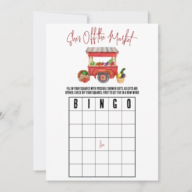 Sie ist vom Markt Brautparty BINGO Game Einladung (Vorderseite)