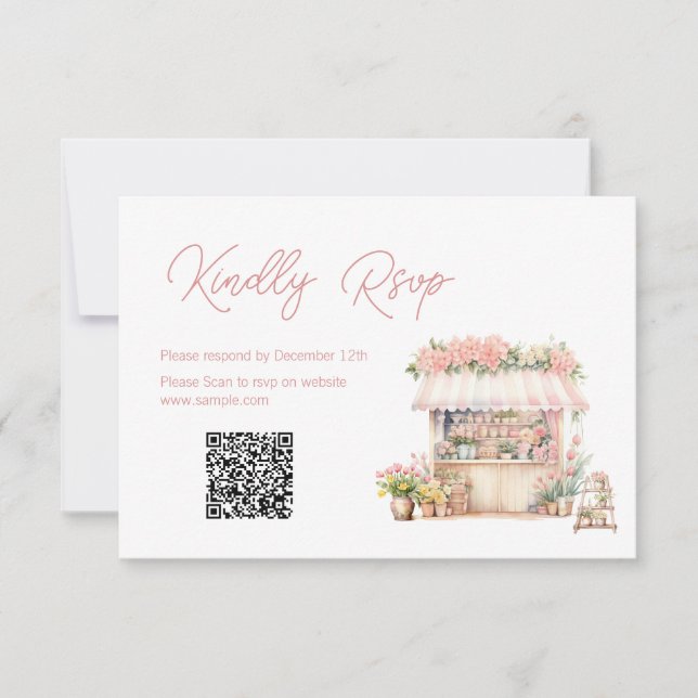 Sie ist vom Markt Brautparty QR Rsvp Card Dankeskarte (Vorderseite)