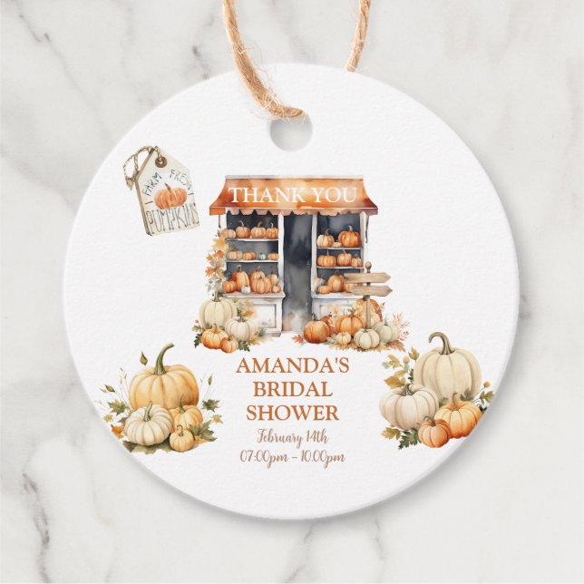 Sie ist vom Markt fallen Pumpkin, danke Geschenkanhänger (Vorderseite)