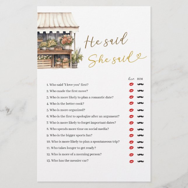 Sie ist vom Markt, sagte er, sie sagte Spiel (Vorderseite)