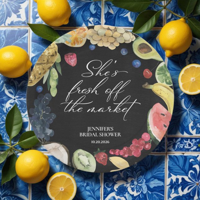 Sie ist vom Markt weg | Chalkboard-Brautparty Pappteller (Von Creator hochgeladen)