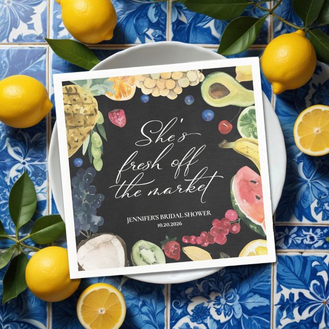 Sie ist vom Markt weg | Chalkboard-Brautparty Serviette (Von Creator hochgeladen)