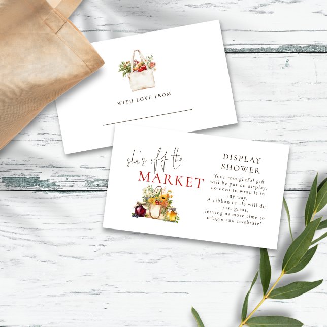 Sie ist vom Markt Wildblumen Display Dusche. Begleitkarte (Front and back view)