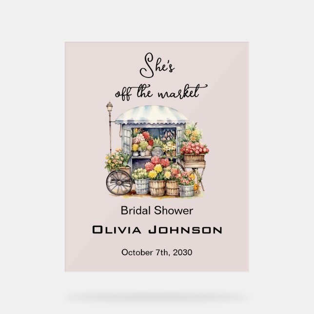 Sie ist vom Stand-Brautparty der Blume Acrylschild (Vorderseite)