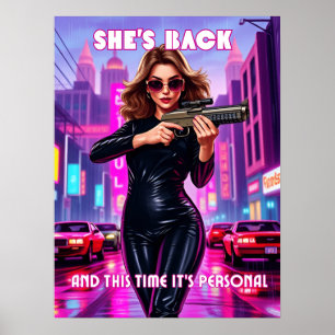Sie ist zurück - Retro Femme Neon Pop Art Poster