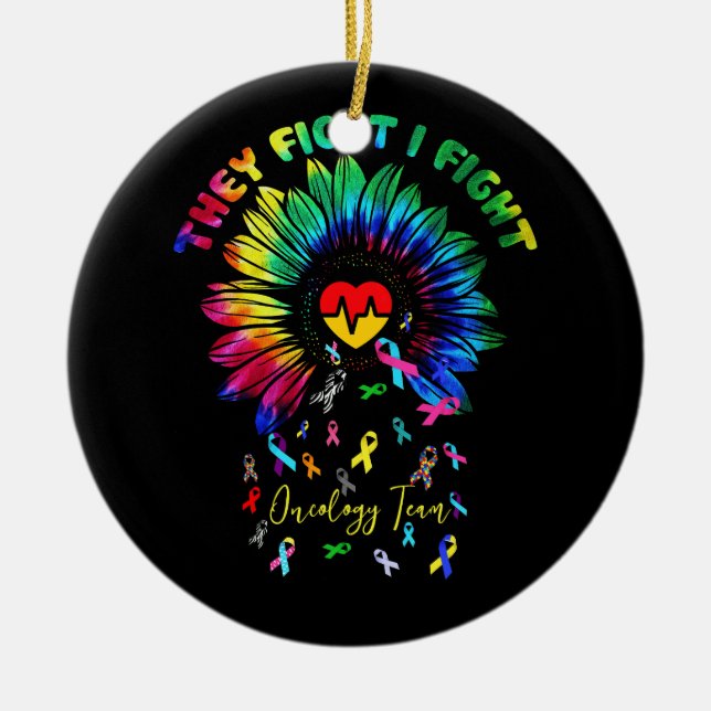 Sie kämpfen gegen Onkologie Team Sunflower Oncolog Keramik Ornament (Vorne)
