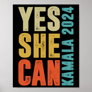 Sie kann Kamala 2024 Retro-Farben Poster