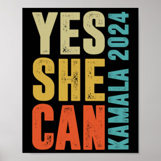 Sie kann Kamala 2024 Retro-Farben Poster