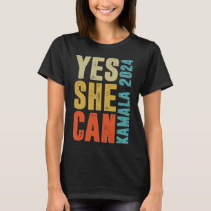 Sie kann Kamala 2024 Retro-Farben T-Shirt