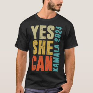 Sie kann Kamala 2024 Retro-Farben T-Shirt