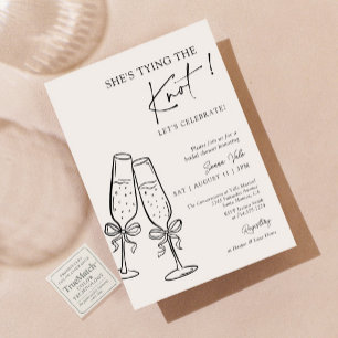 Sie knüpft den Knoten Champagner-Bow Bridal Shower Einladung