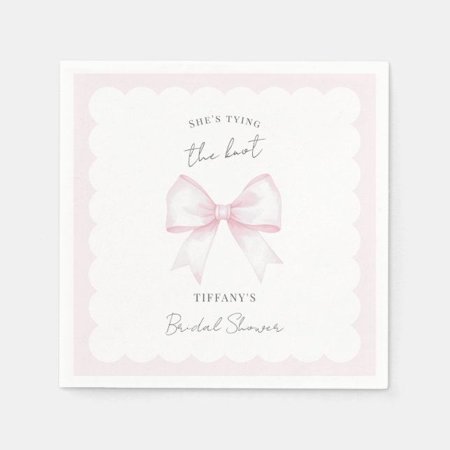 Sie knüpft den Knoten Pink Blush Bow Junggesellinn Serviette (Vorderseite)