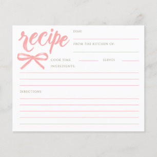 Sie knüpft den Knoten Rosa Bogen Braut-Rezeptkarte