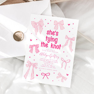 Sie knüpft den Knoten Rosa Bogen Brautparty Einladung
