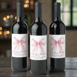 Sie knüpft den Knoten Rosa Schleife Junggesellinne Weinetikett