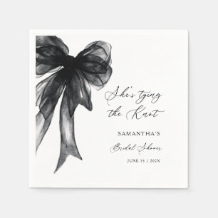 Sie knüpft den Knoten Schwarze Schleife Brautparty Serviette