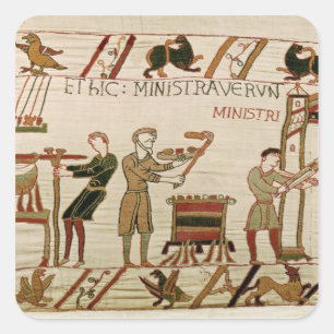 Sie kochen das Fleisch Quadratischer Aufkleber