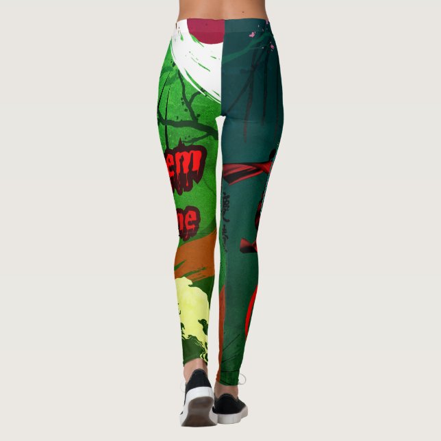 ⛈️ 🥷 sie kommen Gelassen, Anime Kawaii Girl Power Leggings (Rückseite)