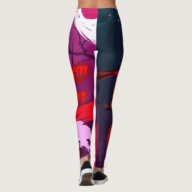 ⛈️ 🥷 sie kommen Gelassen, Anime Manga Girl Power  Leggings (Rückseite)
