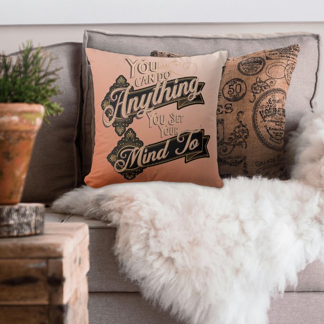 Sie können alles Zitat Terracotta Rosa tun Kissen (Von Creator hochgeladen)